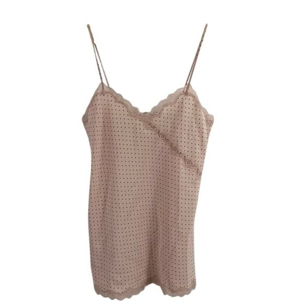 Calvin Klein Camisole Top Womens Size M‎ Pink Polka Dot Lace Trim Adjustable